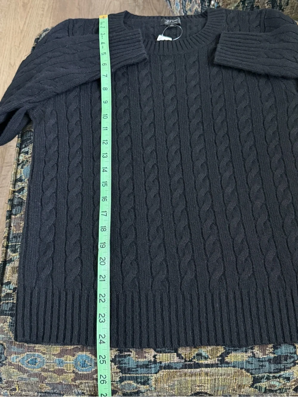 J.Crew 100% Cashmere Cable Knit Crewneck Sweater Black M NWT
